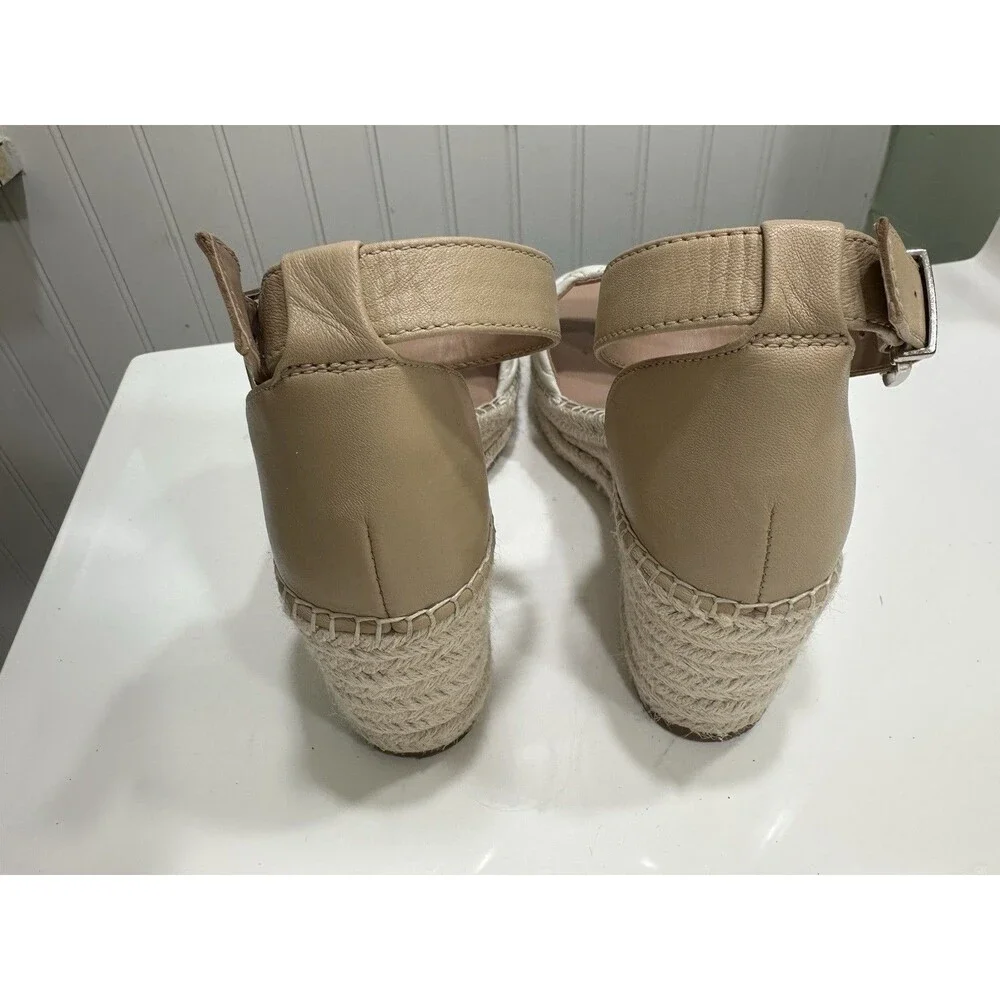 Nordstrom Carmen Espadrille Platform Wedge Sandal Beige Leather Size 8